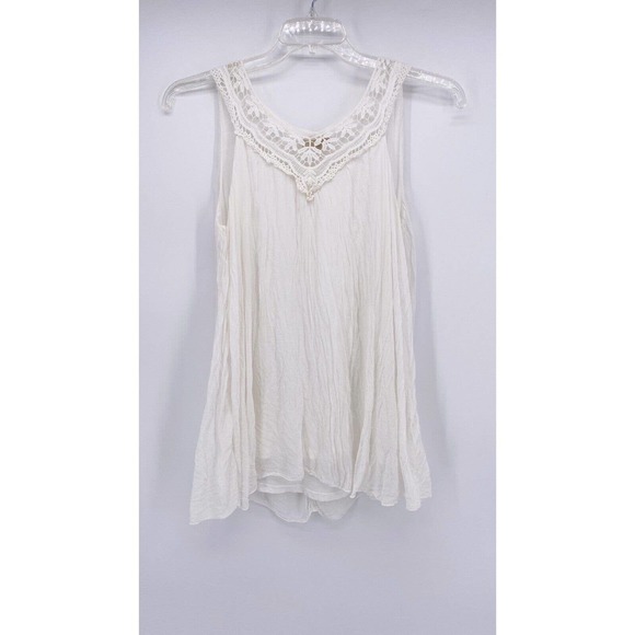 Ambra Tops - Ambra Silk Top L Made in Italy Layered Tank Blouse Lagenlook Crochet Lace White